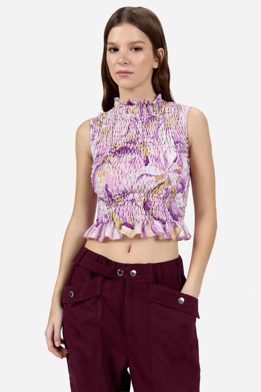 Top smock estampado en cuerpo