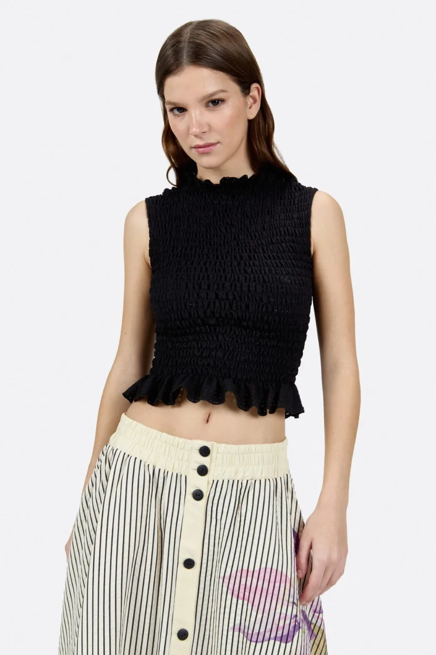 Top negro smock en cuerpo